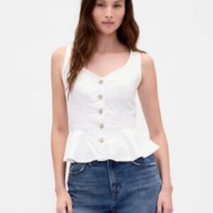 NEW GAP White Denim Peplum Tank Top – Women’s Size Large Tall